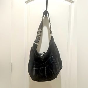 Tylie Malibu Black Suede and Studded with Crystals Purse